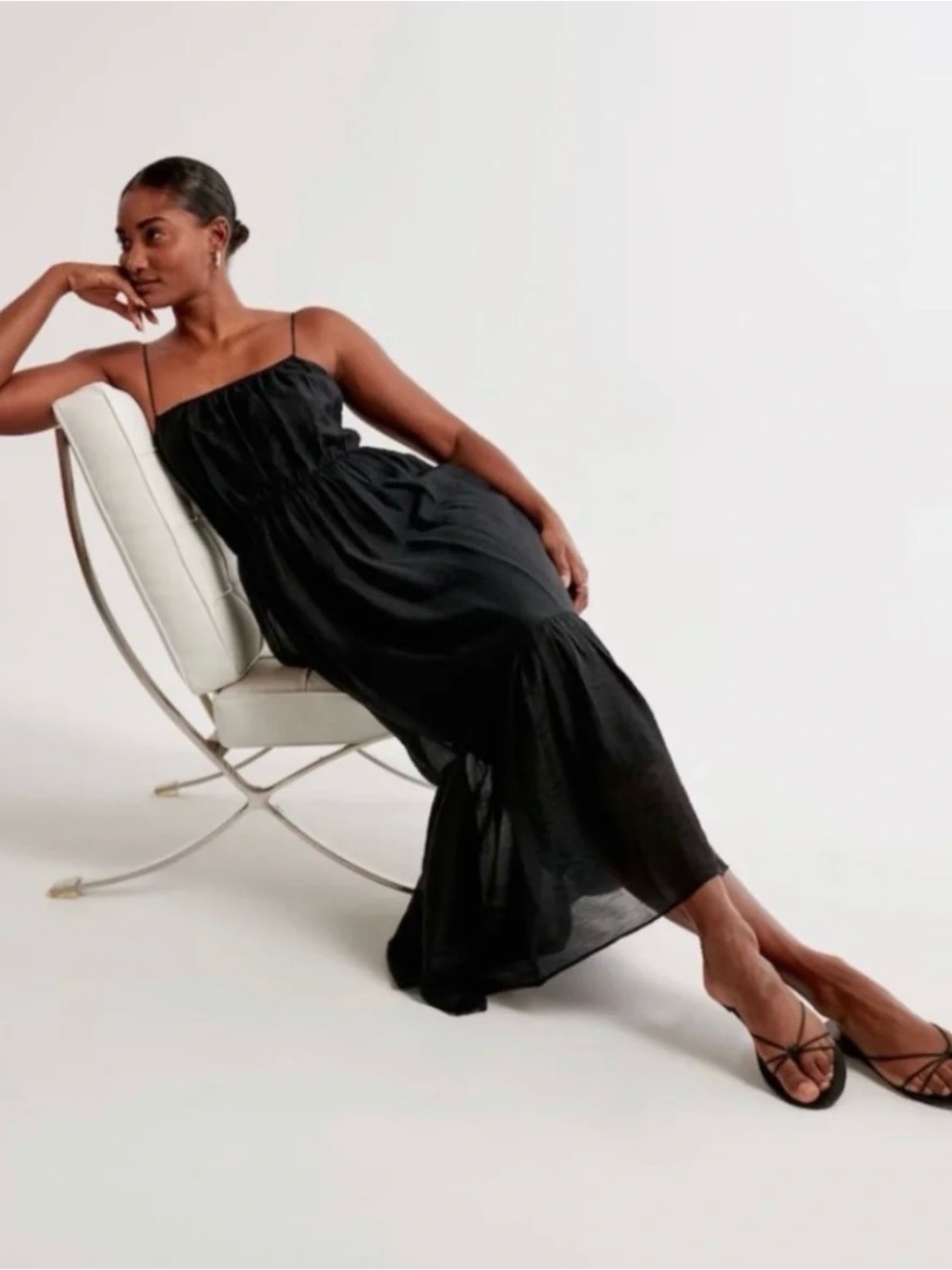 Abercrombie & Fitch Black Spaghetti-Strap Maxi Dress